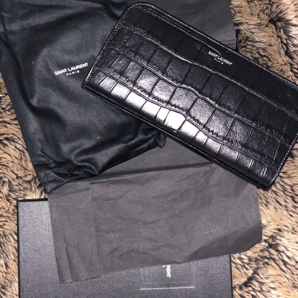 Authentic Saint Laurent Croc Embossed Wallet - Picture 5 of 9